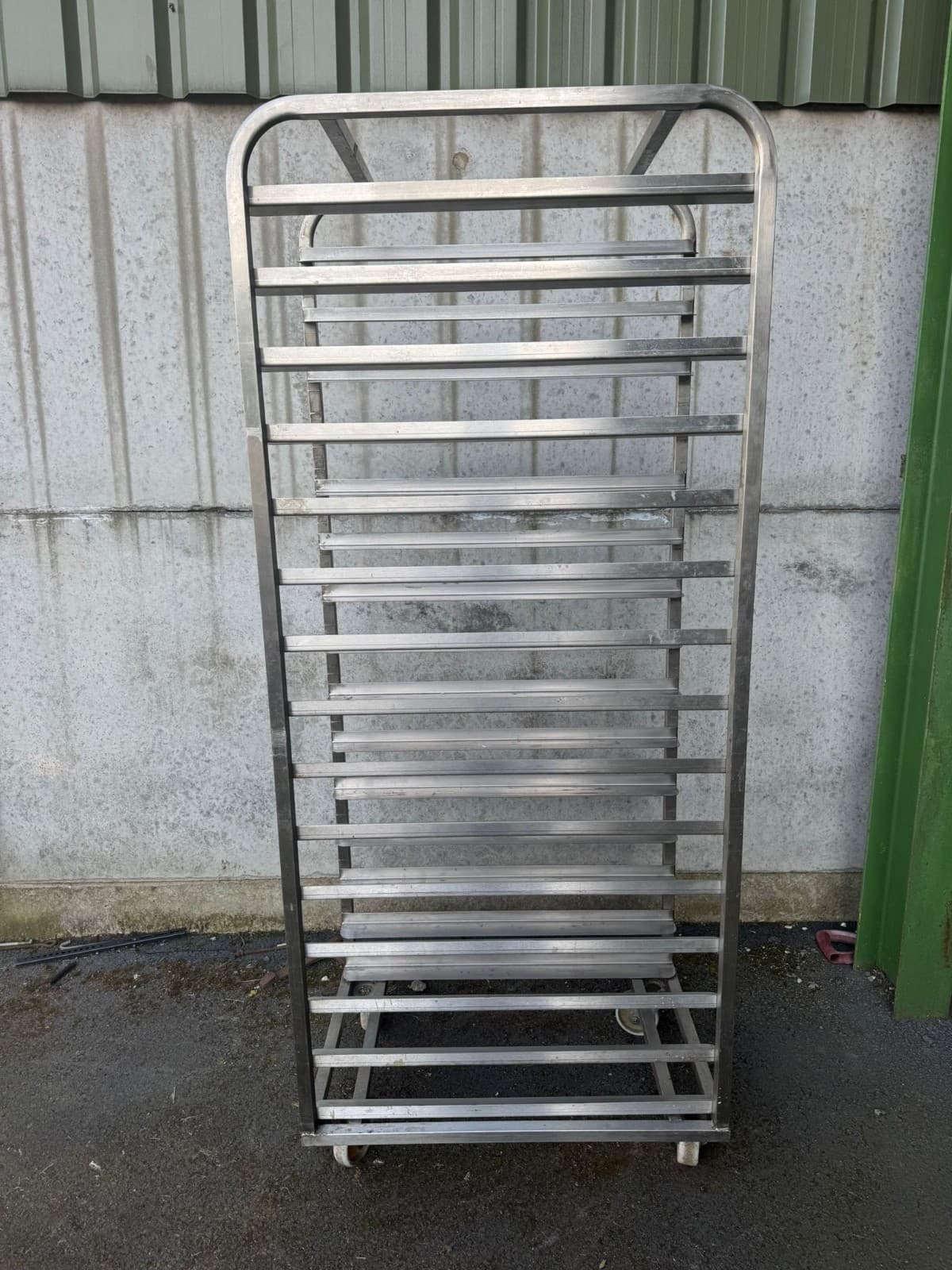 Wheeled Stainless Steel Bakery Rack 16 or 18 Runner 18x30 Inch Tray